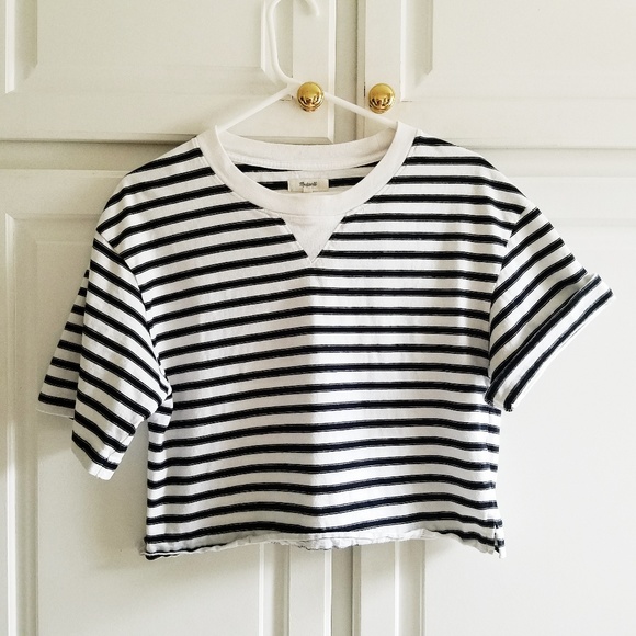 Madewell Tops - Madewell Sun Up Tee in Black White Stripe S